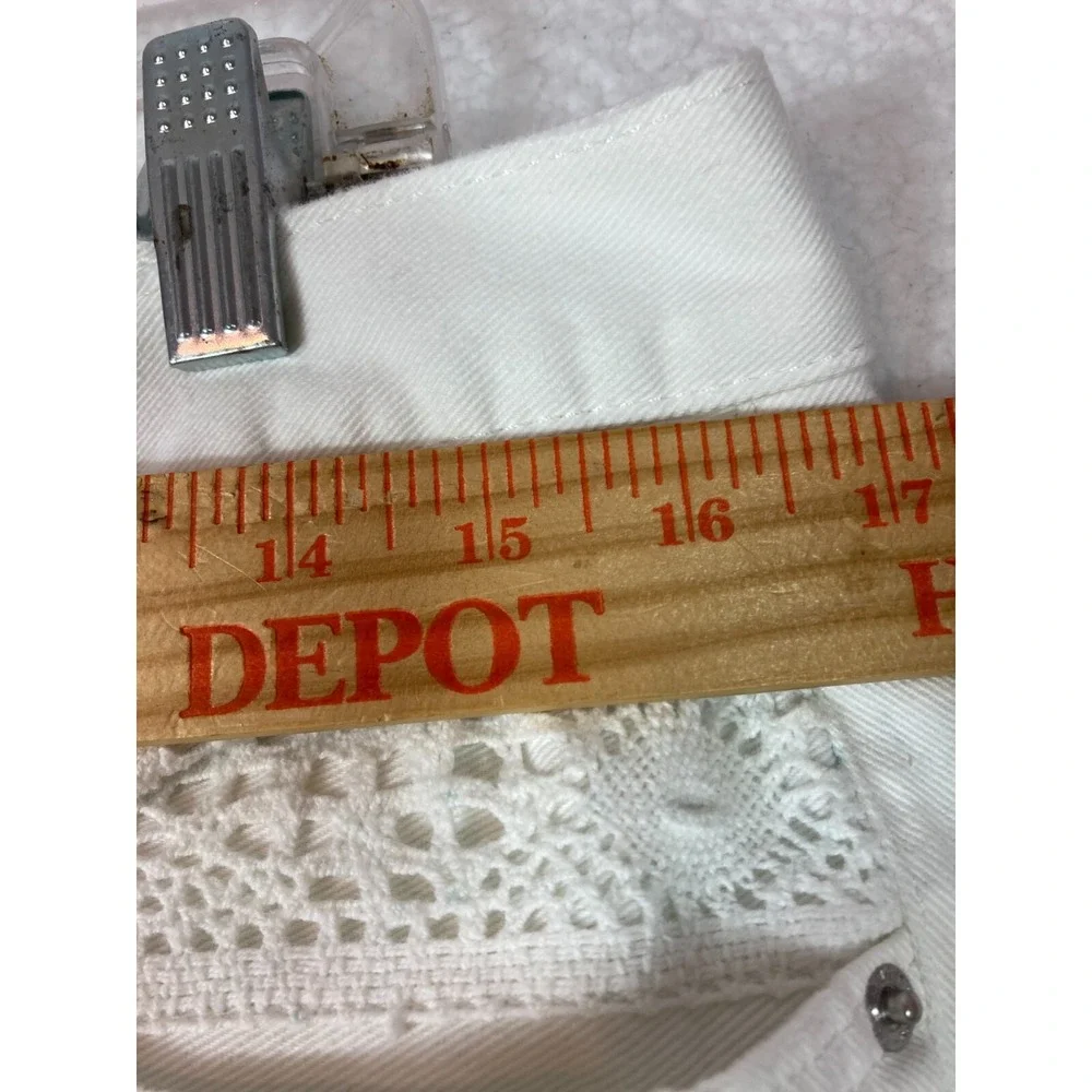 Lauren Ralph Lauren Pants Womens 12P White Cropped Distressed Embroidered Eyelet